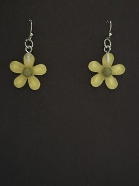 Yellow Flower Drop Earrings - Unbranded
